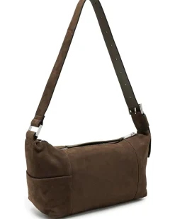 AllSaints Vega Suede Shoulder Bag Fango Brown Clearance