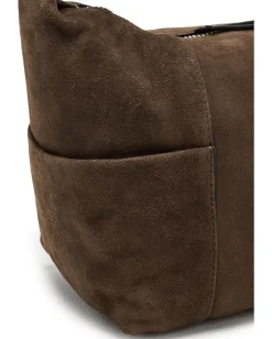 AllSaints Vega Suede Shoulder Bag Fango Brown Clearance