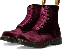 Boots|Boots|Dr. Martens Vegan 1460 Pascal Velvet Lace-Up Boots Cherry Red