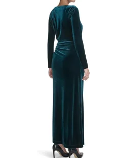 Women Calvin Klein Velvet Long Sleeve Maxi