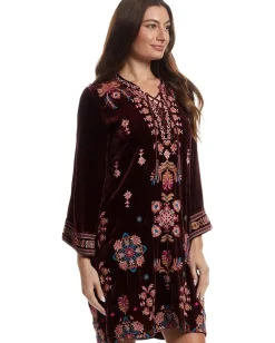 Johnny Was Velvet Tie Front Kimono Dress- Brandi Blackberry Clearance