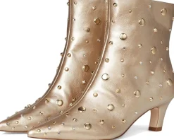 Boots|Boots|Jessica Simpson Viviana Kitten Heel Studded Bootie Gold