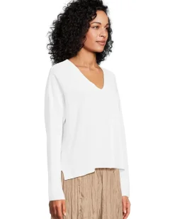 Eileen Fisher Sweaters<V-Neck Sweater White 1