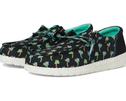 Shoes|Hey Dude Kids Wally Funk Tropical Palm (Little Kid/Big Kid) Black/Multi