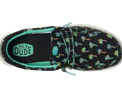 Shoes|Hey Dude Kids Wally Funk Tropical Palm (Little Kid/Big Kid) Black/Multi
