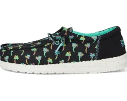 Shoes|Hey Dude Kids Wally Funk Tropical Palm (Little Kid/Big Kid) Black/Multi