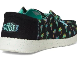 Shoes|Hey Dude Kids Wally Funk Tropical Palm (Little Kid/Big Kid) Black/Multi