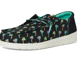 Shoes|Hey Dude Kids Wally Funk Tropical Palm (Little Kid/Big Kid) Black/Multi