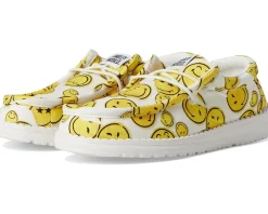 Shoes|Hey Dude Kids Wally Smiley (Little Kid/Big Kid) White/Yellow