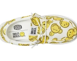 Shoes|Hey Dude Kids Wally Smiley (Little Kid/Big Kid) White/Yellow
