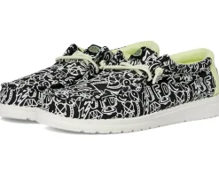 Hey Dude Kids Shoes<Wally Space Glow (Little Kid/Big Kid) Black/White