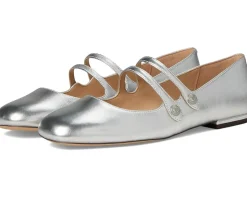 COACH Flats<Winley Metallic Leather Mary Jane Silver