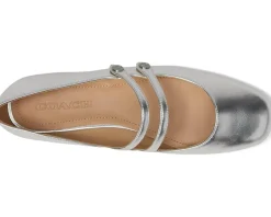 COACH Flats<Winley Metallic Leather Mary Jane Silver