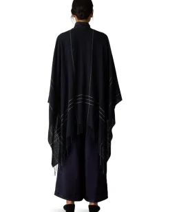 Accessories|Eileen Fisher Wool Twill Graph Serape Ink