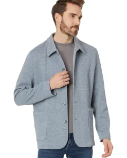Activewear|Johnston & Murphy Xcflex Knit Full Button Blazer Blue