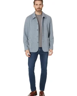 Activewear|Johnston & Murphy Xcflex Knit Full Button Blazer Blue